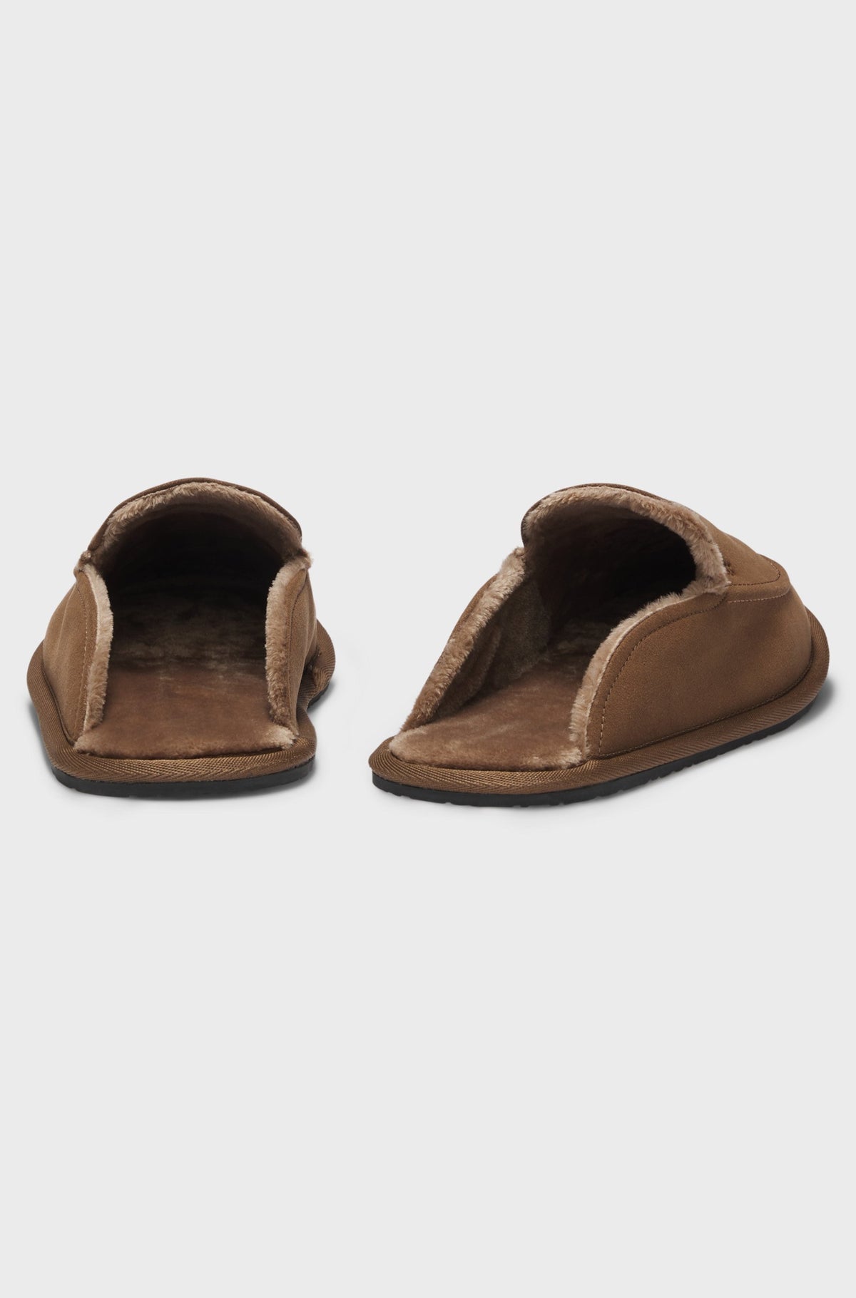 Boss Microfibre slippers with rubber sole - Brown