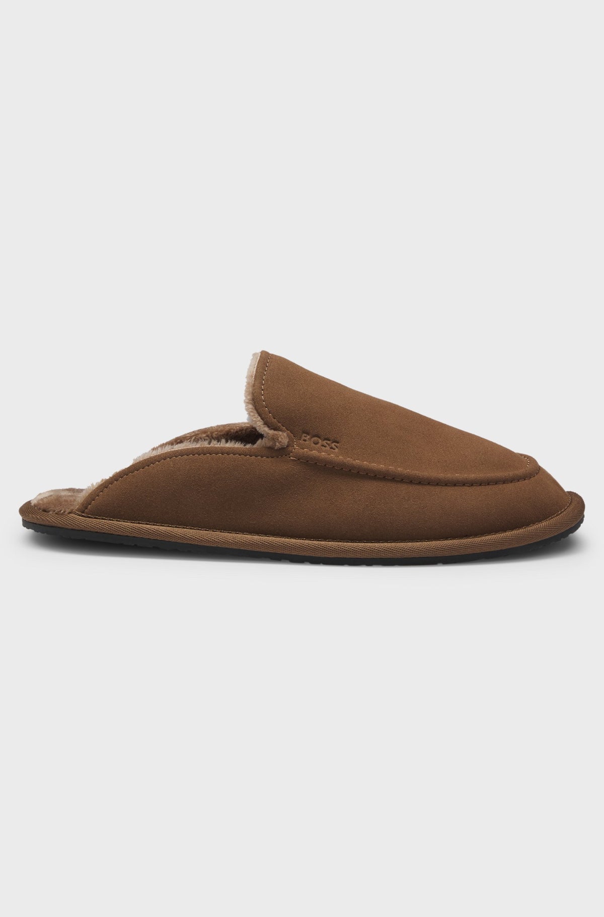 Boss Microfibre slippers with rubber sole - Brown