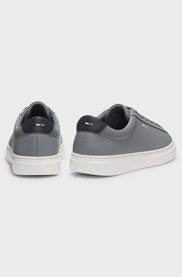 Boss Cupsole trainers in leather with signature-stripe stitching - Grey