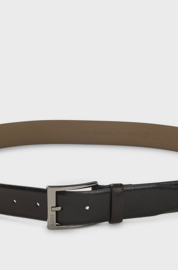 BOSS Elloy Grained Leather Belt – Dark Brown