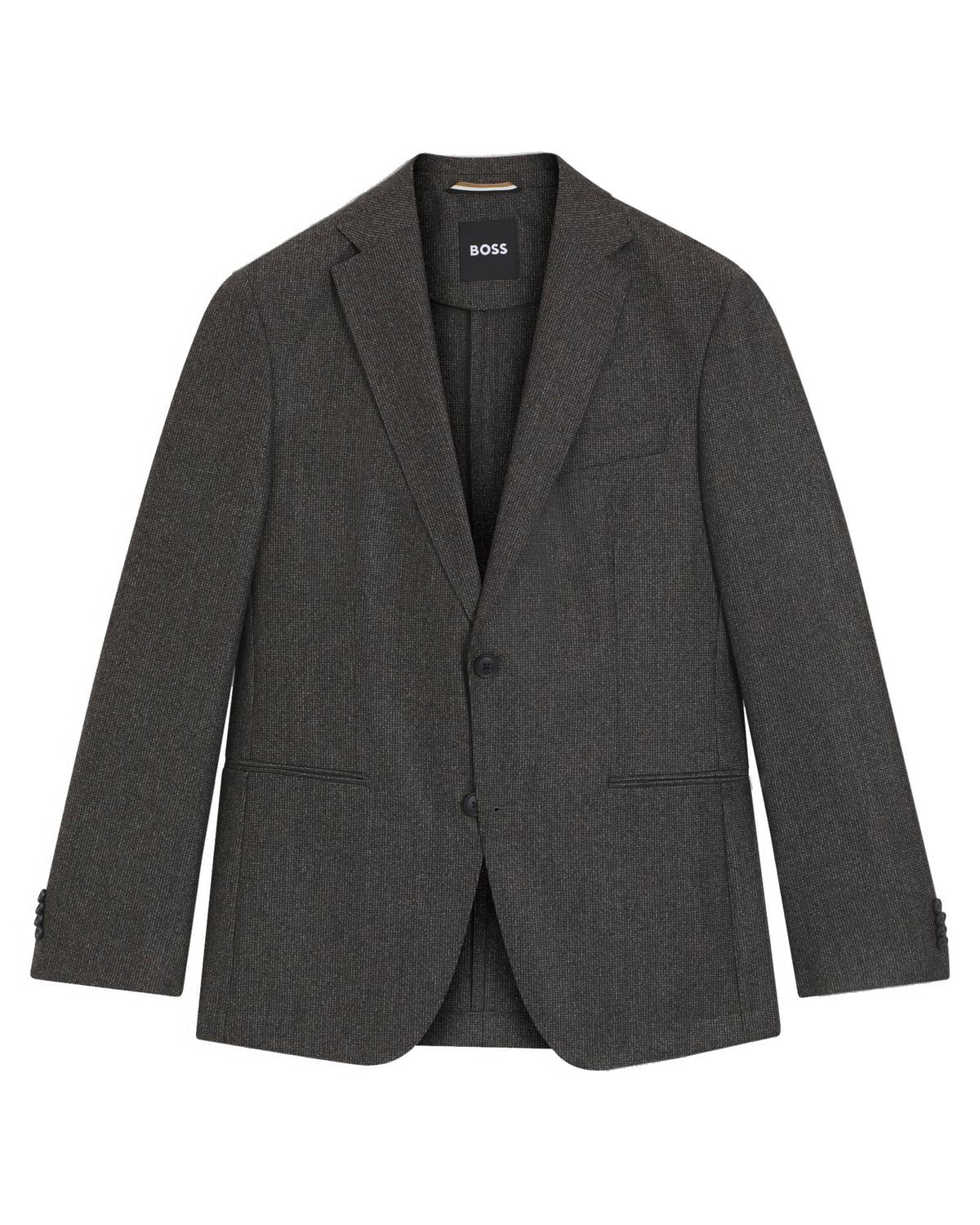 Boss Slim-fit blazer in micro-patterned virgin wool - Brown
