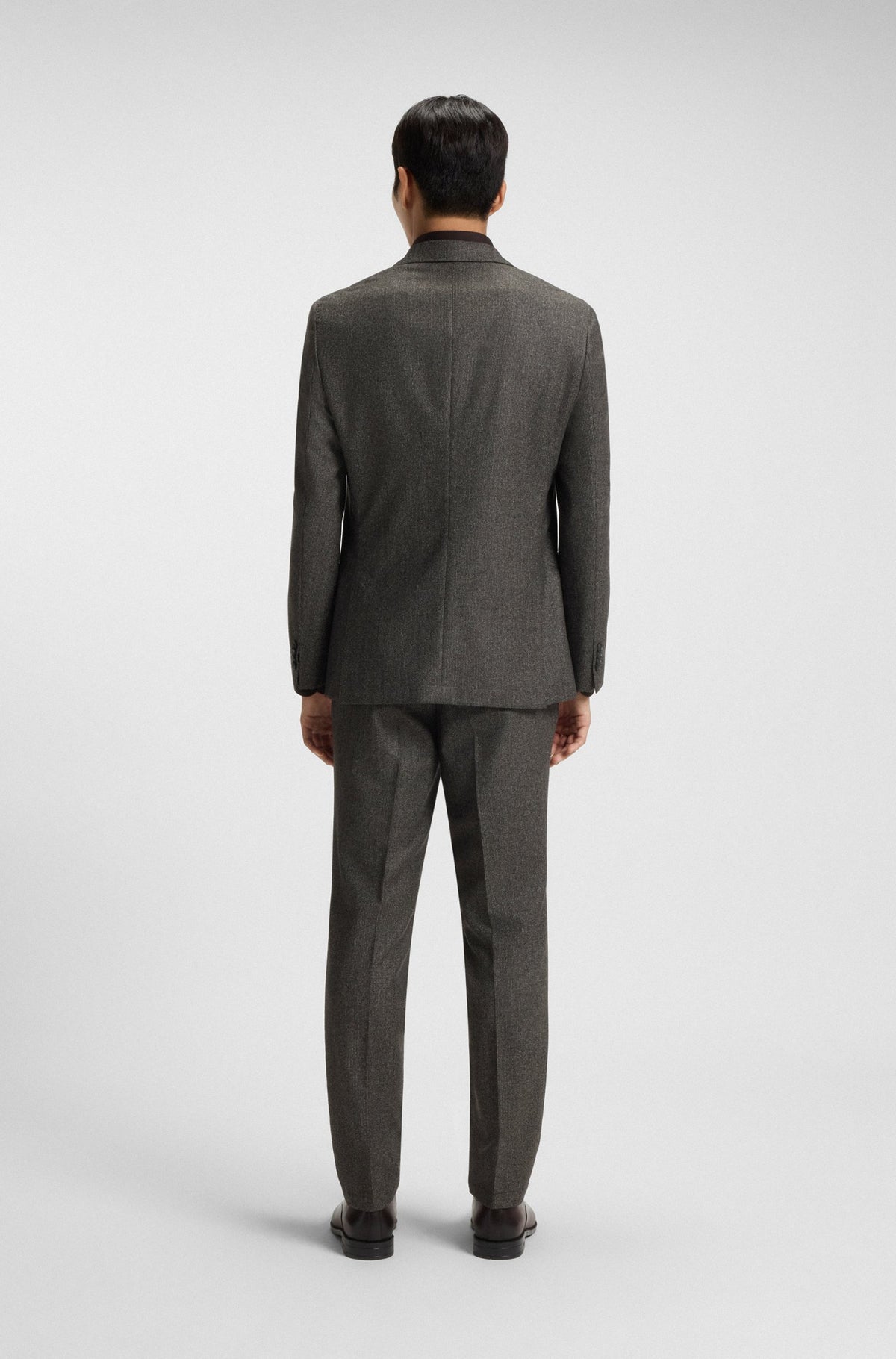 Boss Slim-fit blazer in micro-patterned virgin wool - Brown