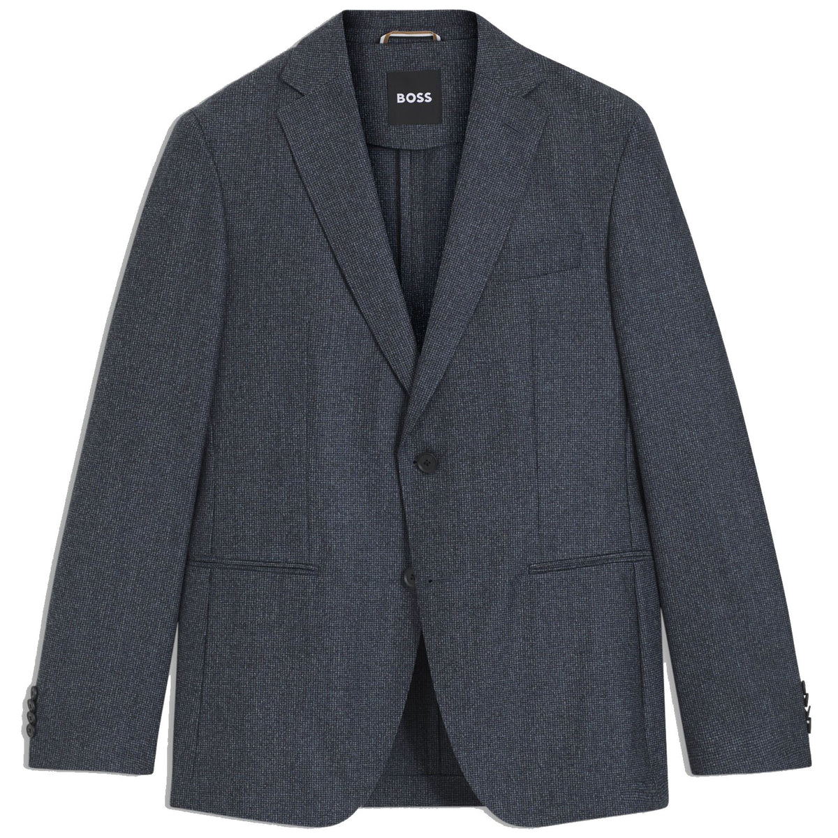 Boss Slim-fit blazer in micro-patterned virgin wool -Blue