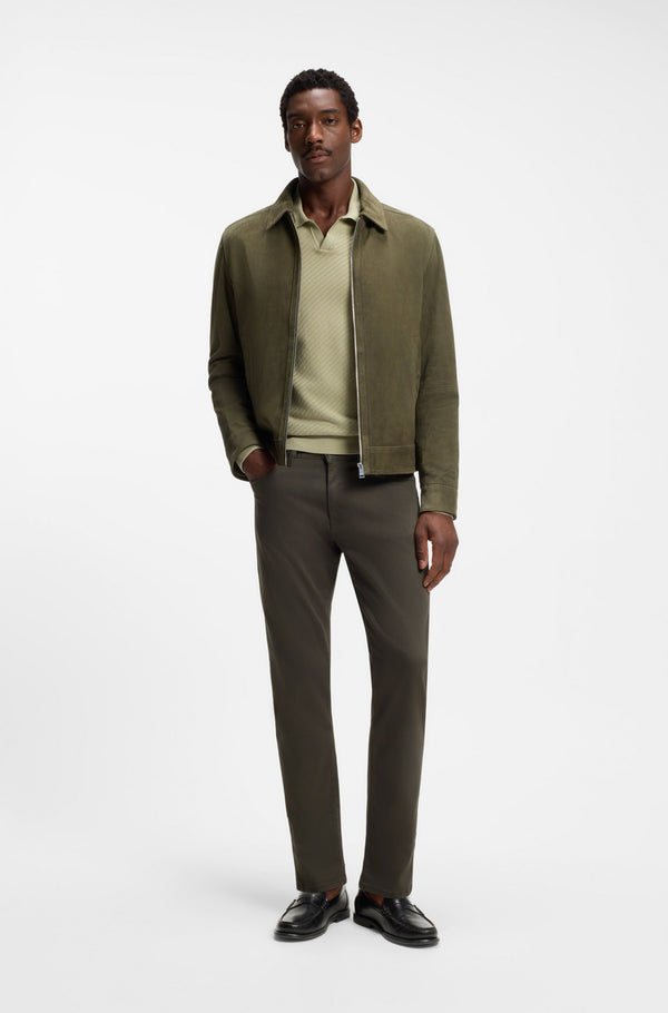 Boss Delaware slim-fit trousers in fade-resistant twill - Green