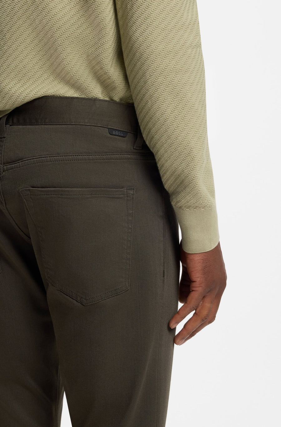 BOSS Delaware Slim Fit Twill Trousers – Green