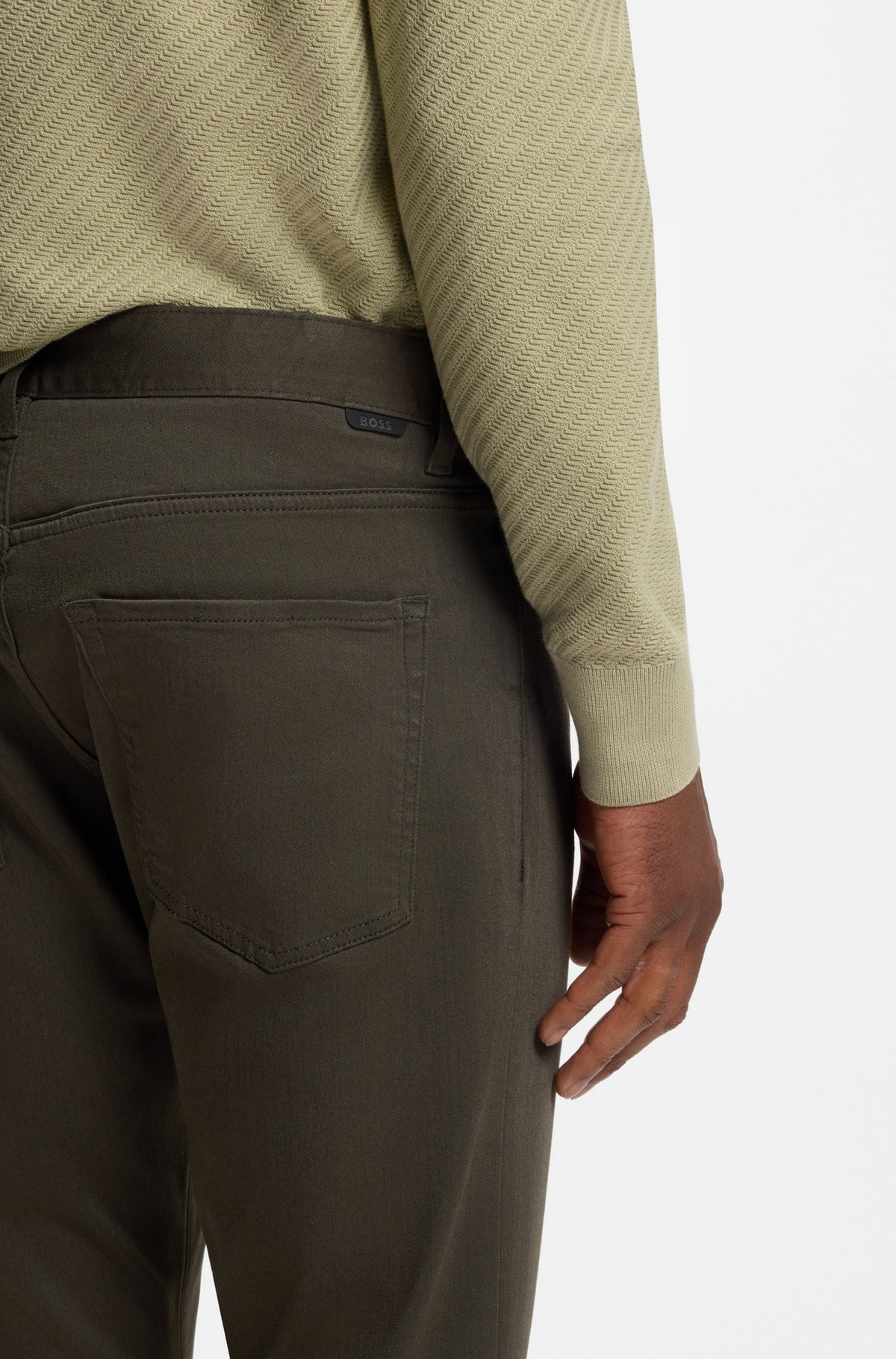 Boss Delaware slim-fit trousers in fade-resistant twill - Green