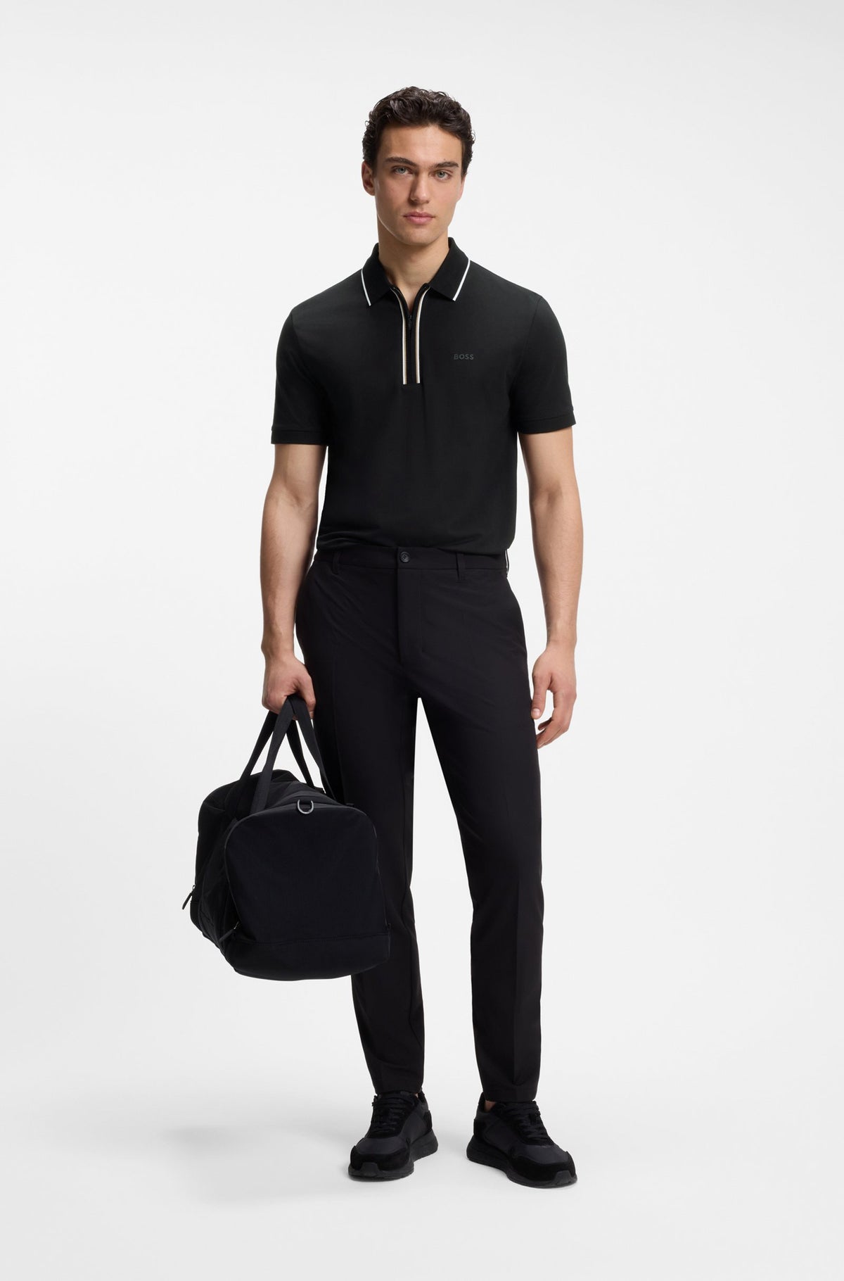 Boss Green Philix GOC Active Slim-fit polo in moisture-wicking stretch cotton Grey