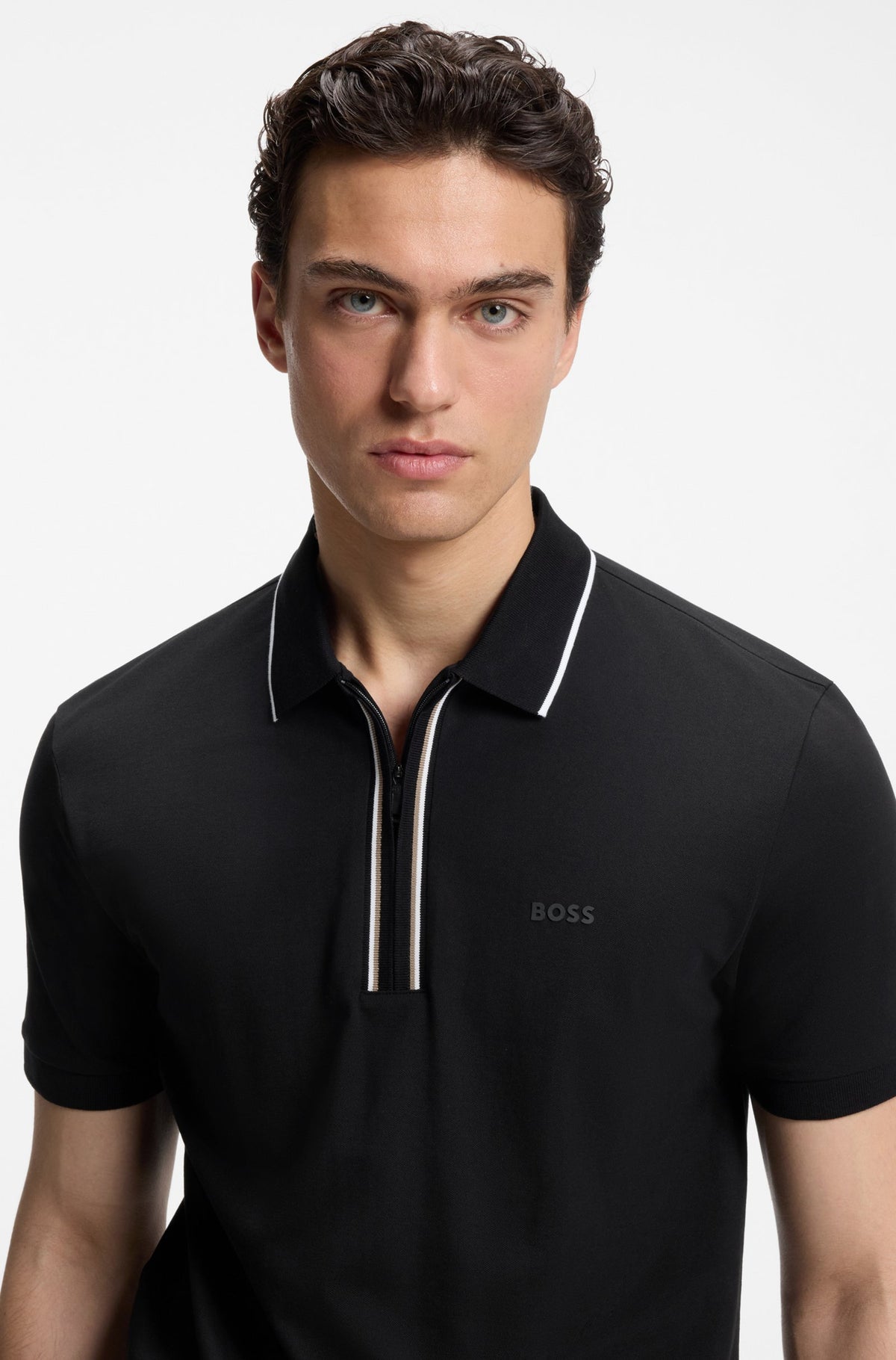 Boss Green Philix GOC Active Slim-fit polo in moisture-wicking stretch cotton Grey