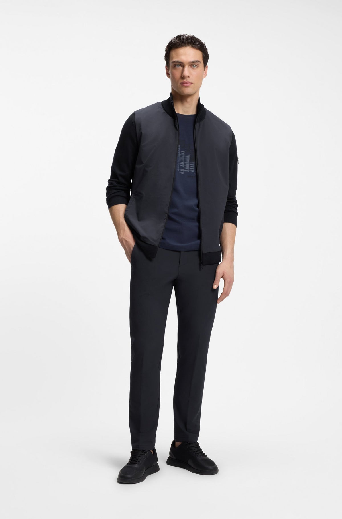 BOSS Green Hybrid Knit Jacket – Blue