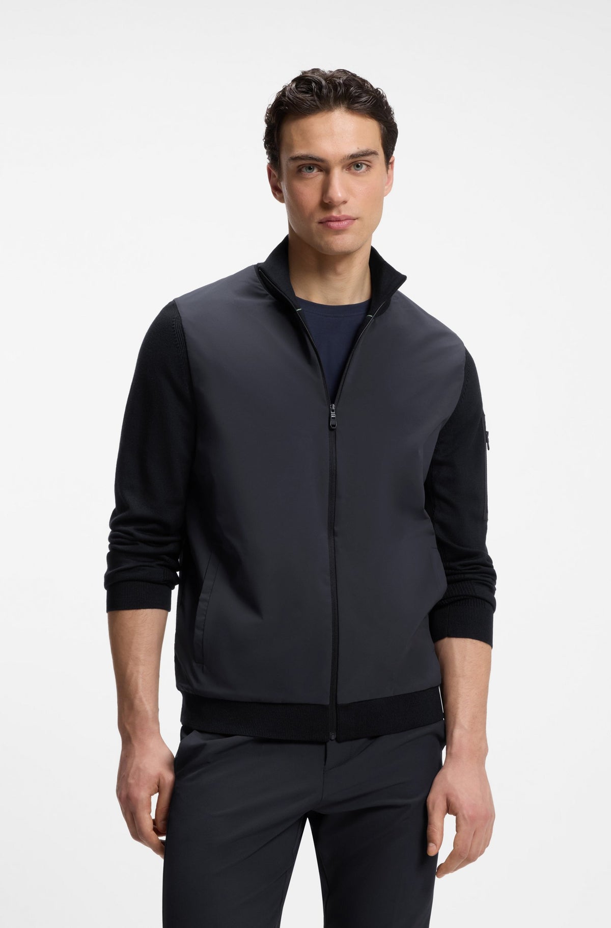 BOSS Green Hybrid Knit Jacket – Blue
