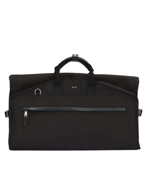 Boss Garment bag with leather trims - Black