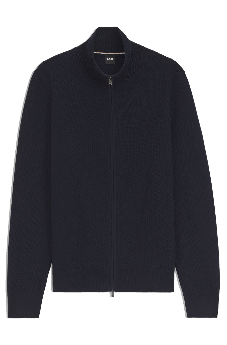 BOSS Structured Cotton Cardigan – Blue