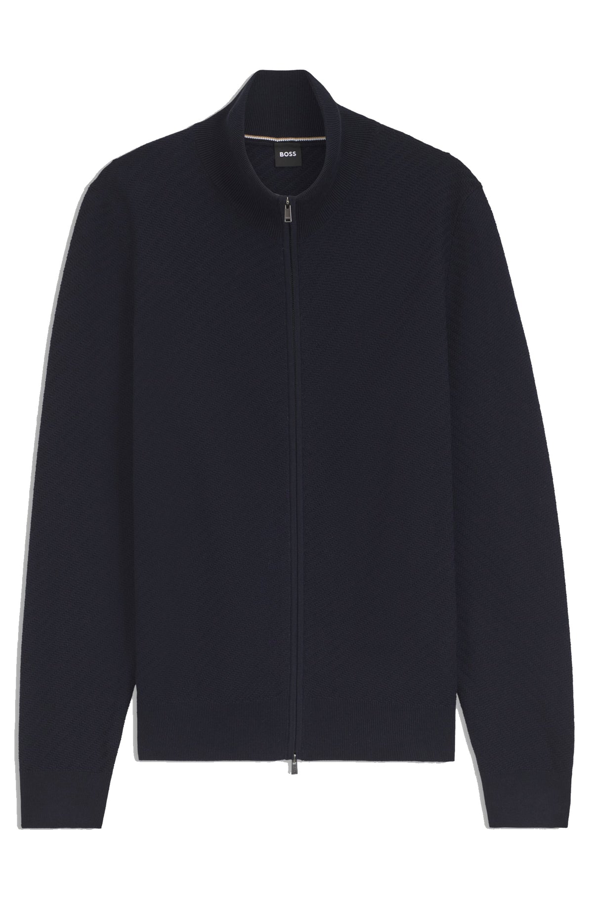 Boss Cotton cardigan with diagonal structure - Blue