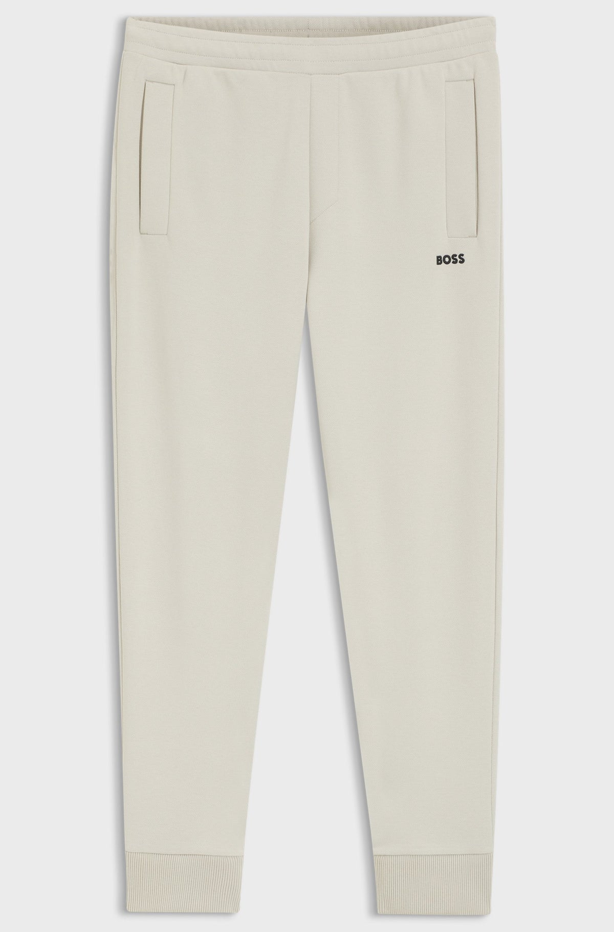 Boss Green Cotton-Blend Track Pants with Embroidered Logo - White
