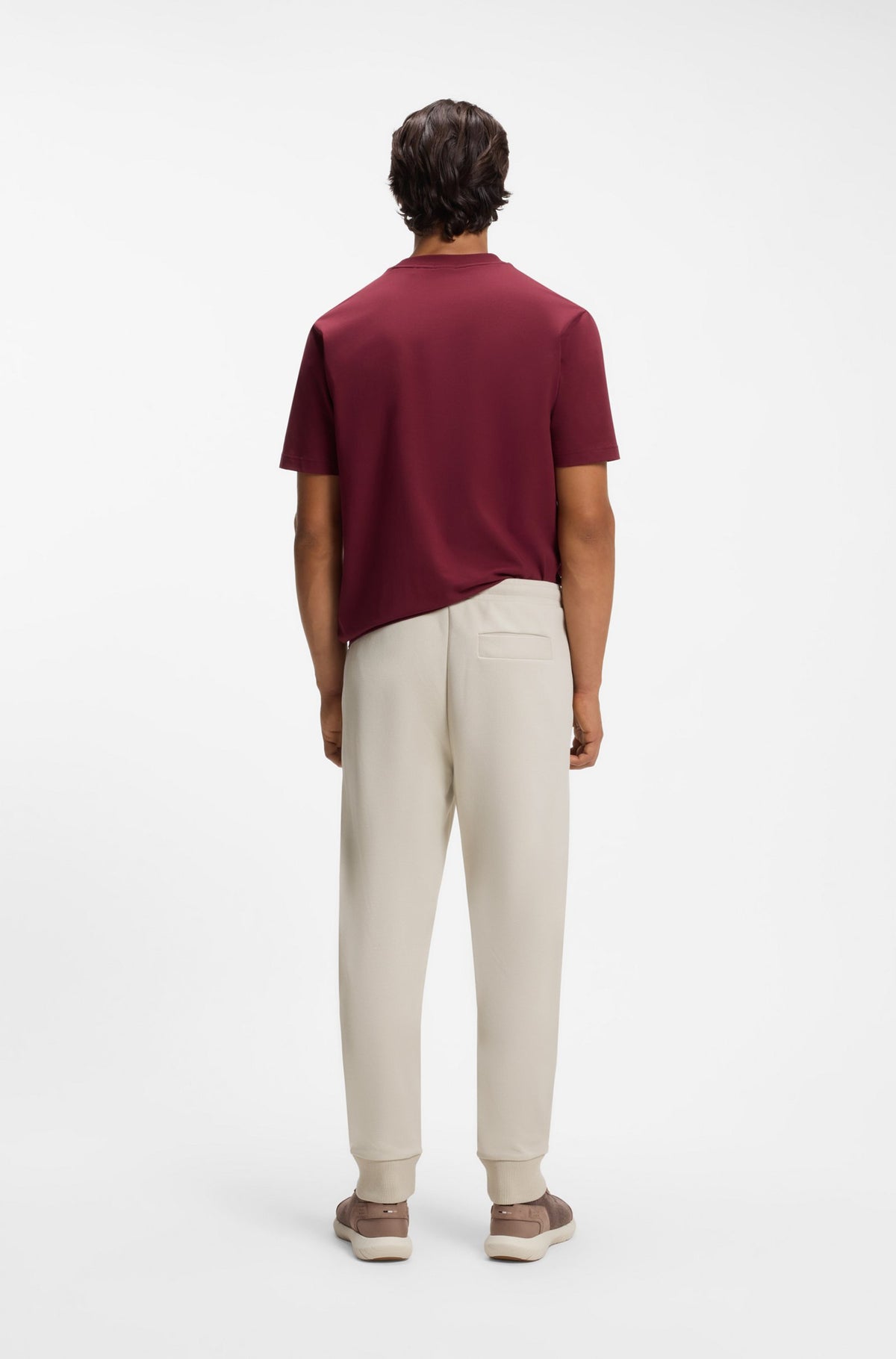 Boss Green Cotton-Blend Track Pants with Embroidered Logo - White