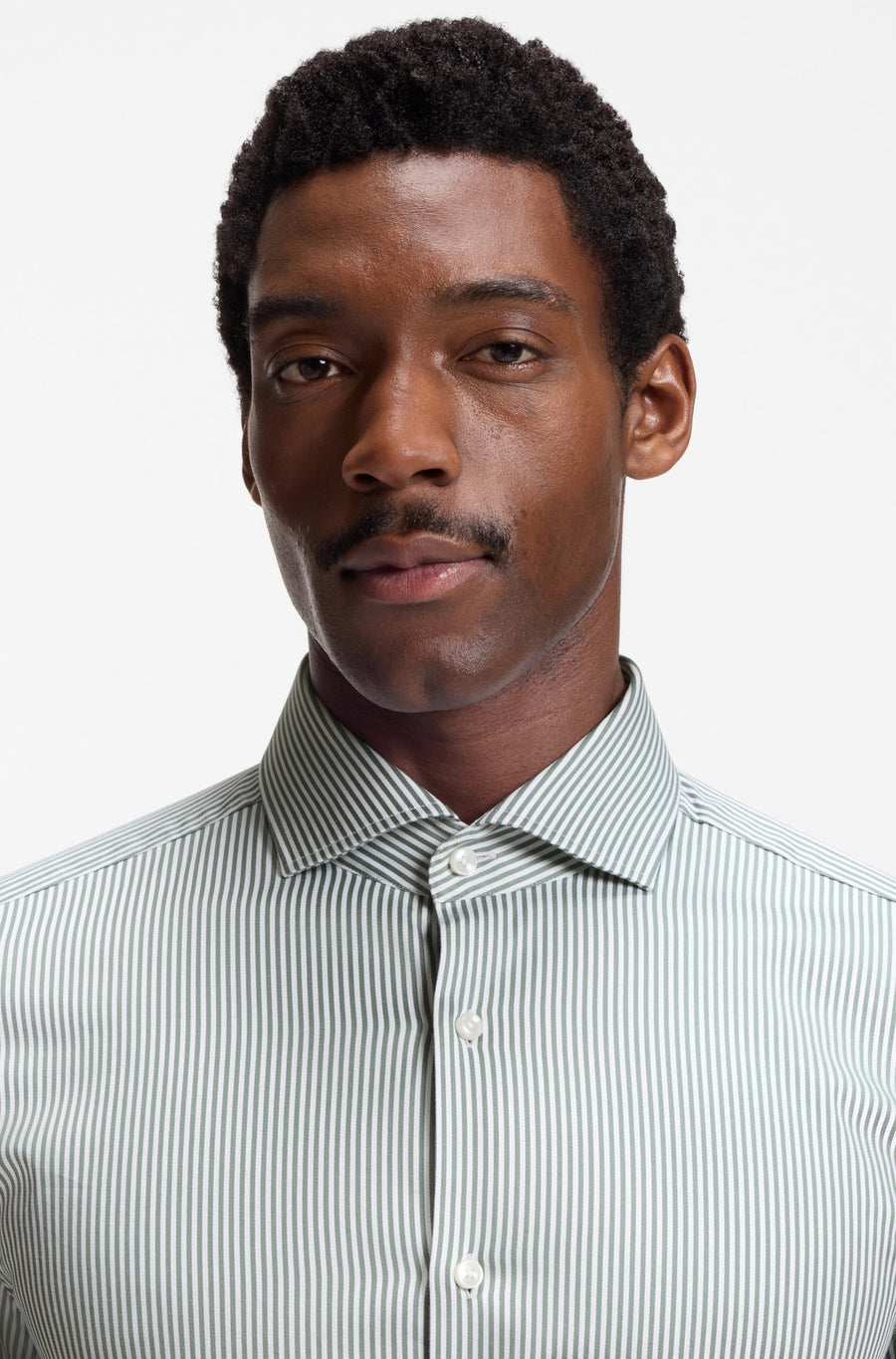 BOSS Slim Fit Easy-Iron Striped Stretch-Cotton Shirt – Green