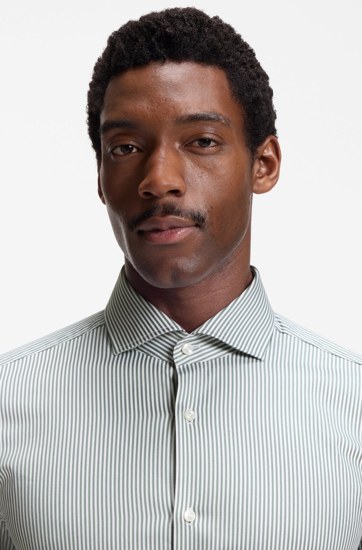 Boss Slim-fit shirt in easy-iron striped stretch cotton - Green
