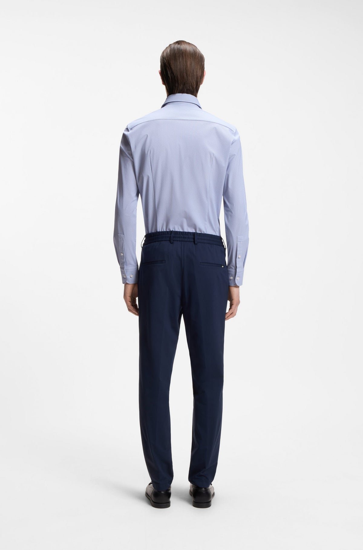 Boss Slim-fit shirt in printed performance-stretch fabric - Blue