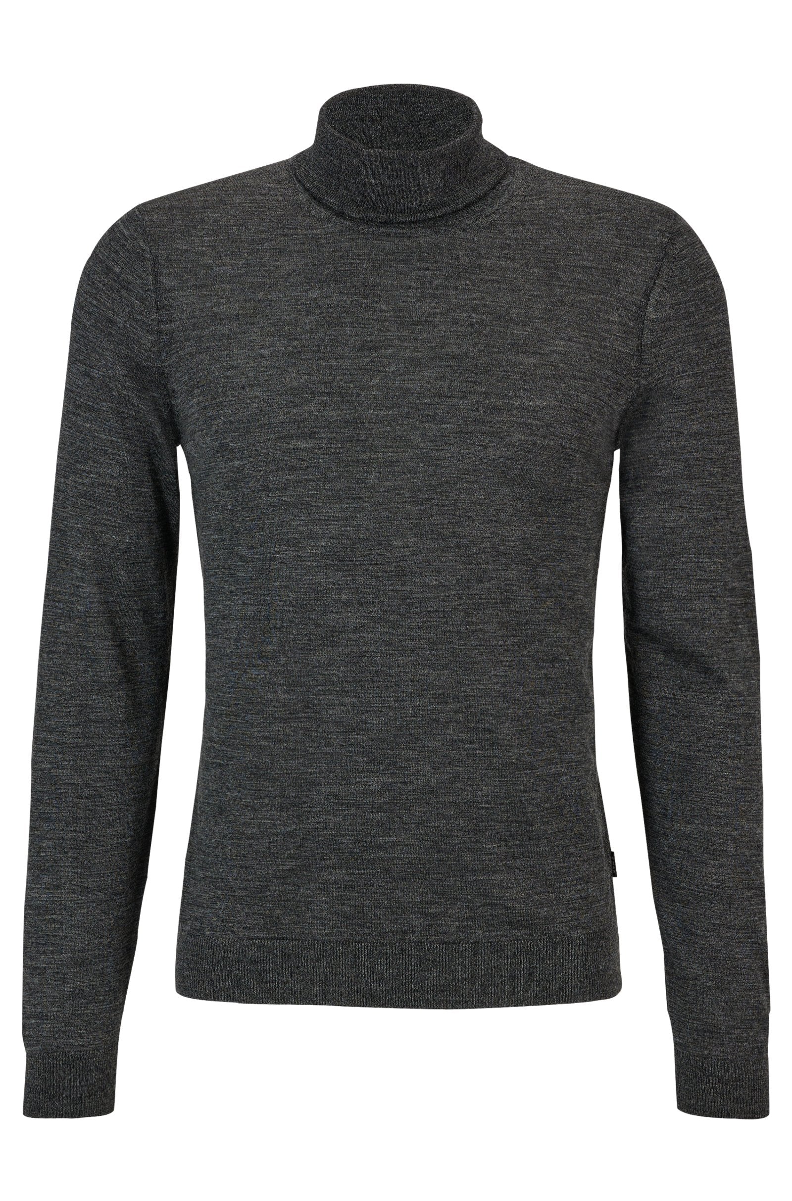 Boss Slim-Fit Rollneck Sweater in Wool Black Galvin for Men