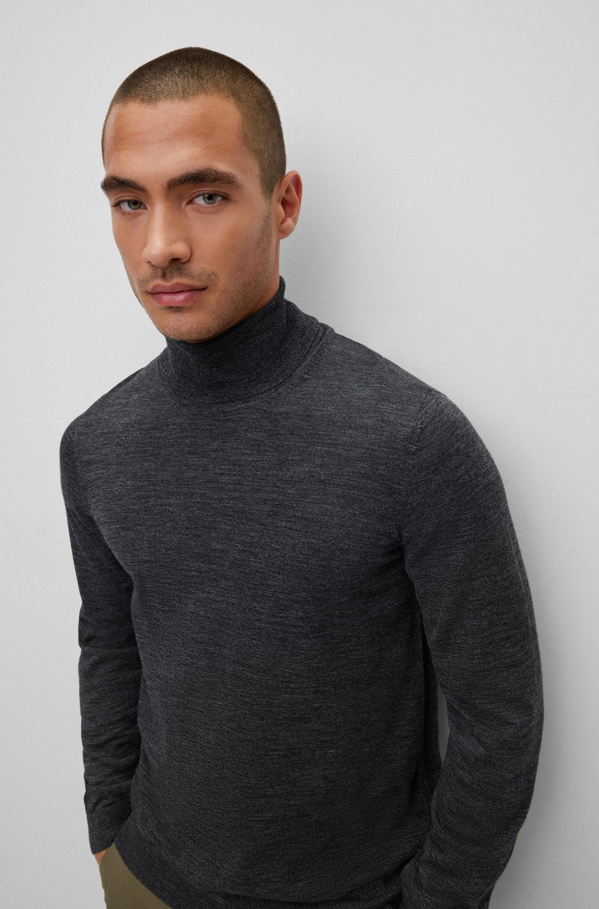 Boss Slim-Fit Rollneck Sweater in Wool - Black