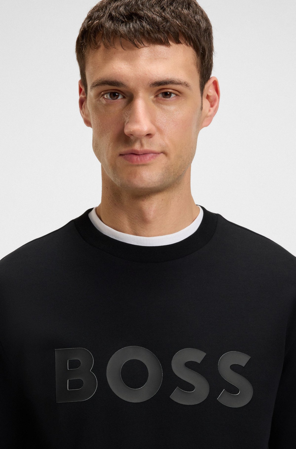 Boss  Stretch-cotton sweatshirt with sandwich logo - Black