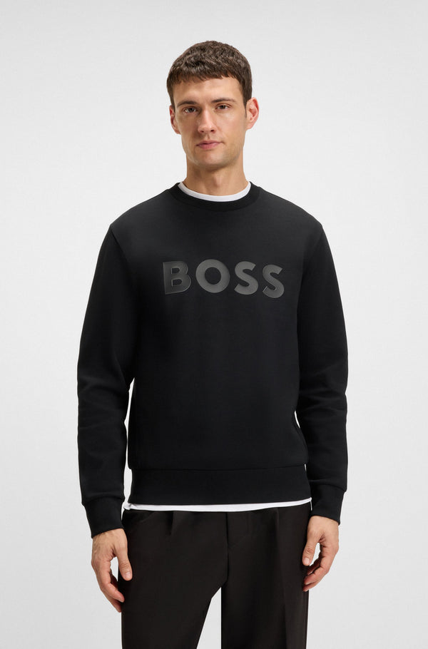 Boss  Stretch-cotton sweatshirt with sandwich logo - Black