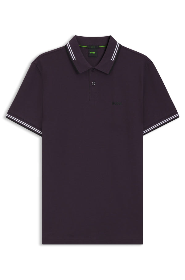 Boss Stretch-cotton slim-fit polo shirt with branding - Purple