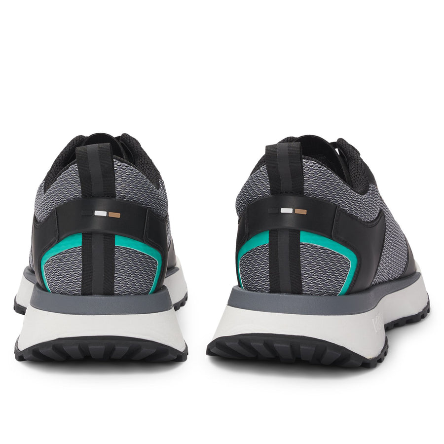 BOSS Mixed-Material Mesh Trainers – Grey