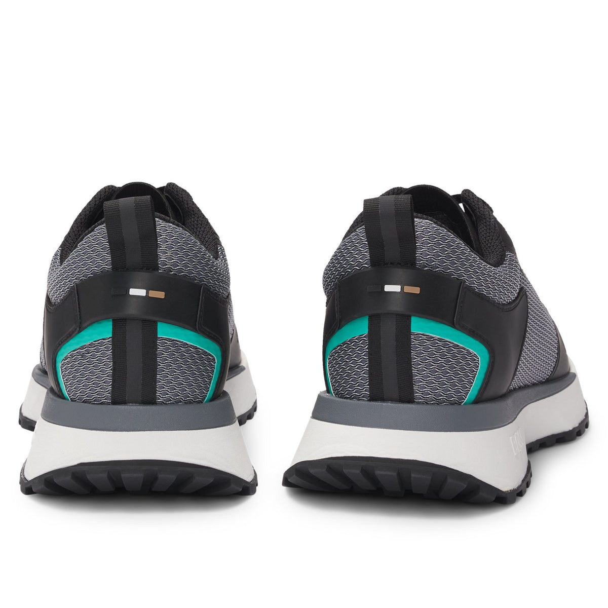 Boss mixed-material trainers with mesh details and branding - Grey