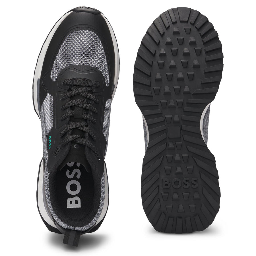 BOSS Mixed-Material Mesh Trainers – Grey