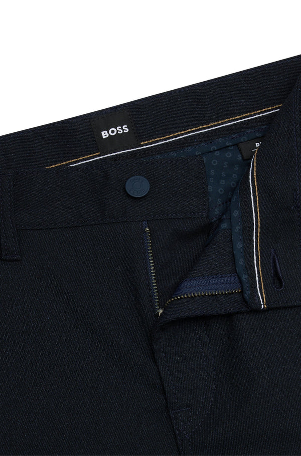 Boss Casual Regular-Fit Trousers in Anti-Wrinkle Twill - Blue