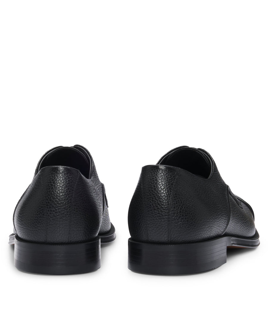 BOSS Grained Leather Derby Shoes – Black