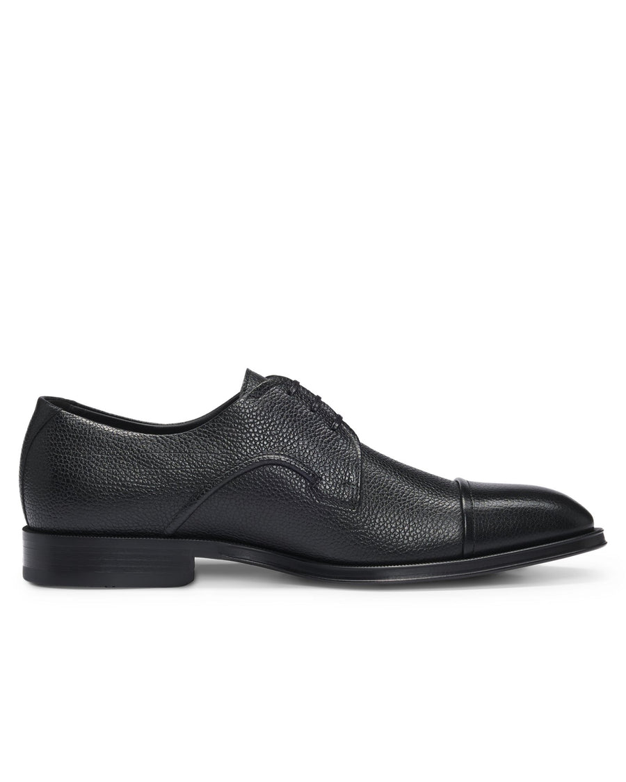 BOSS Grained Leather Derby Shoes – Black