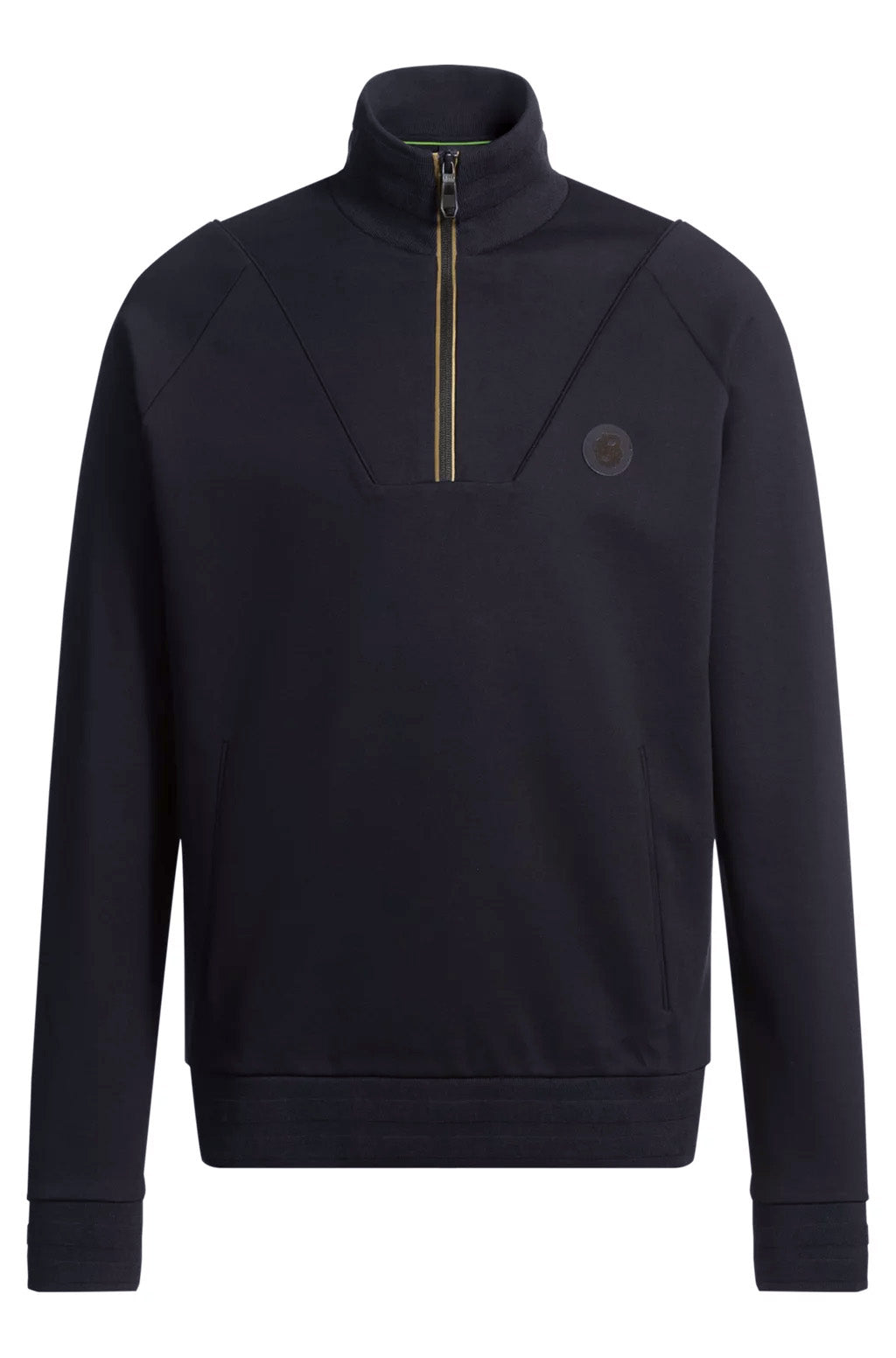 Boss Cotton-blend zip-neck sweatshirt with Double B monogram - Blue