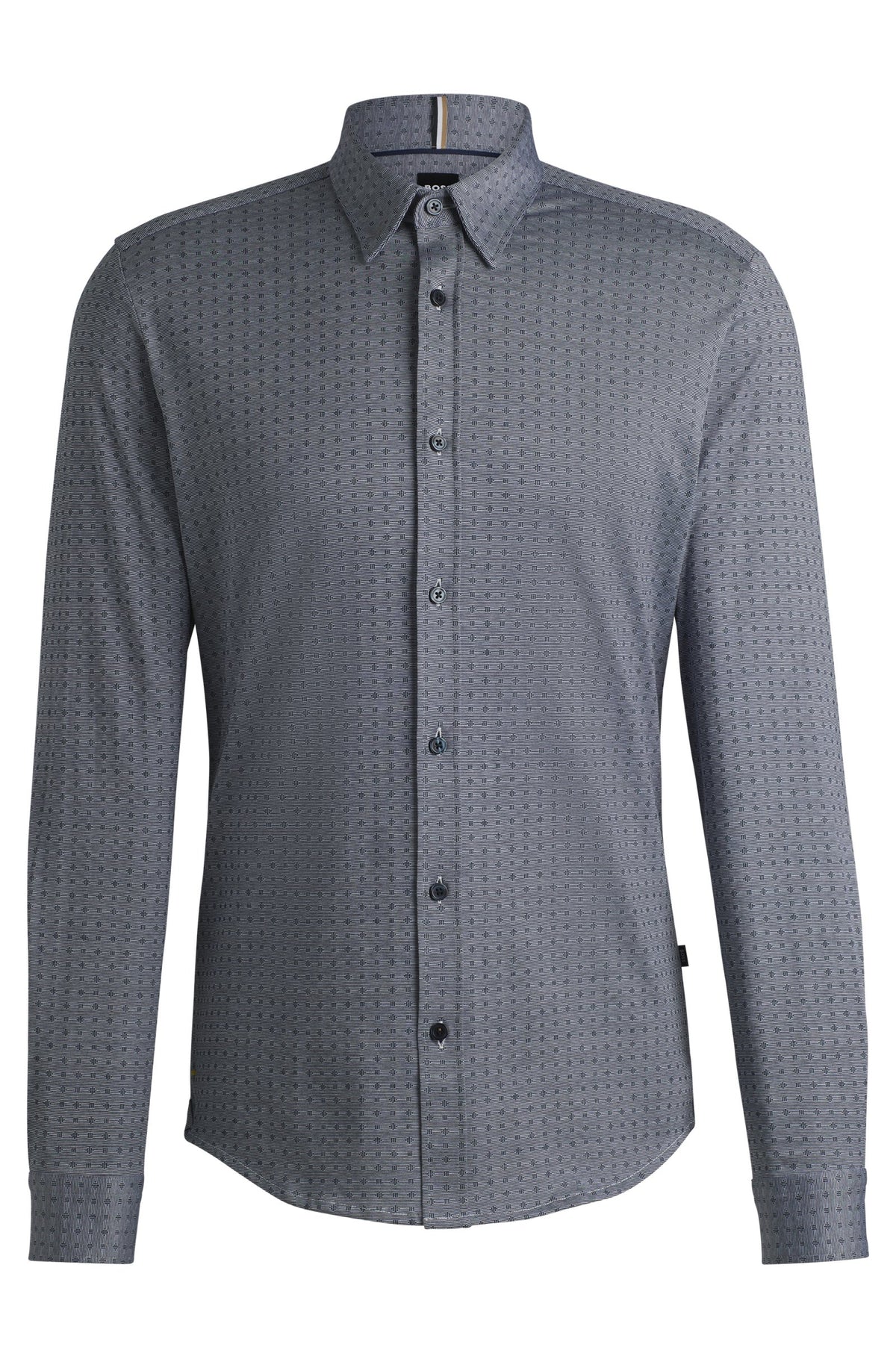 Boss Slim-fit shirt in cotton jacquard - Blue