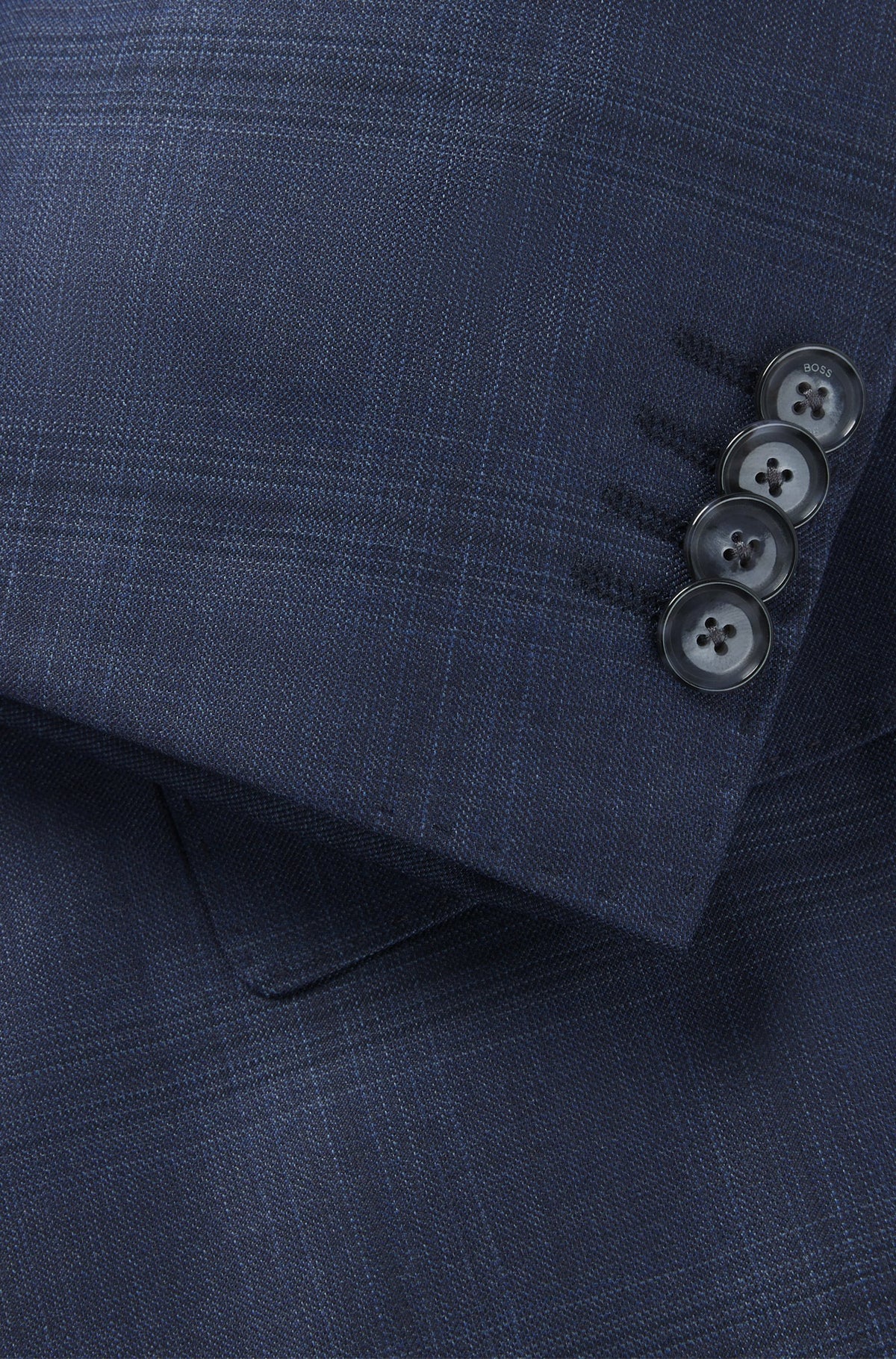 Boss Slim-fit suit in checked wool and silk - Blue