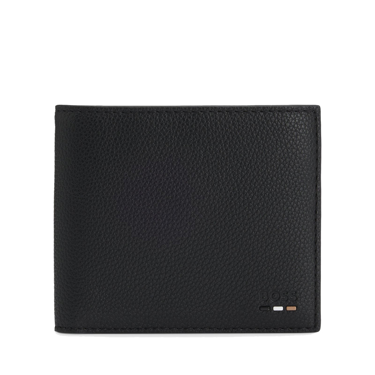 Boss Grained faux-leather wallet with logo trim - Black