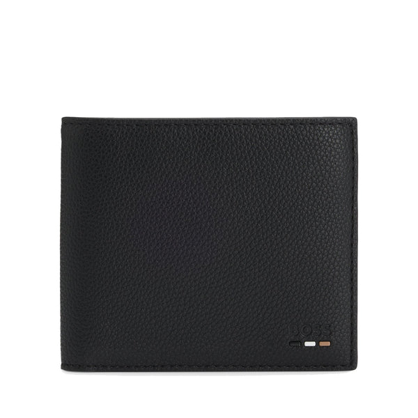 Boss Grained faux-leather wallet with logo trim - Black
