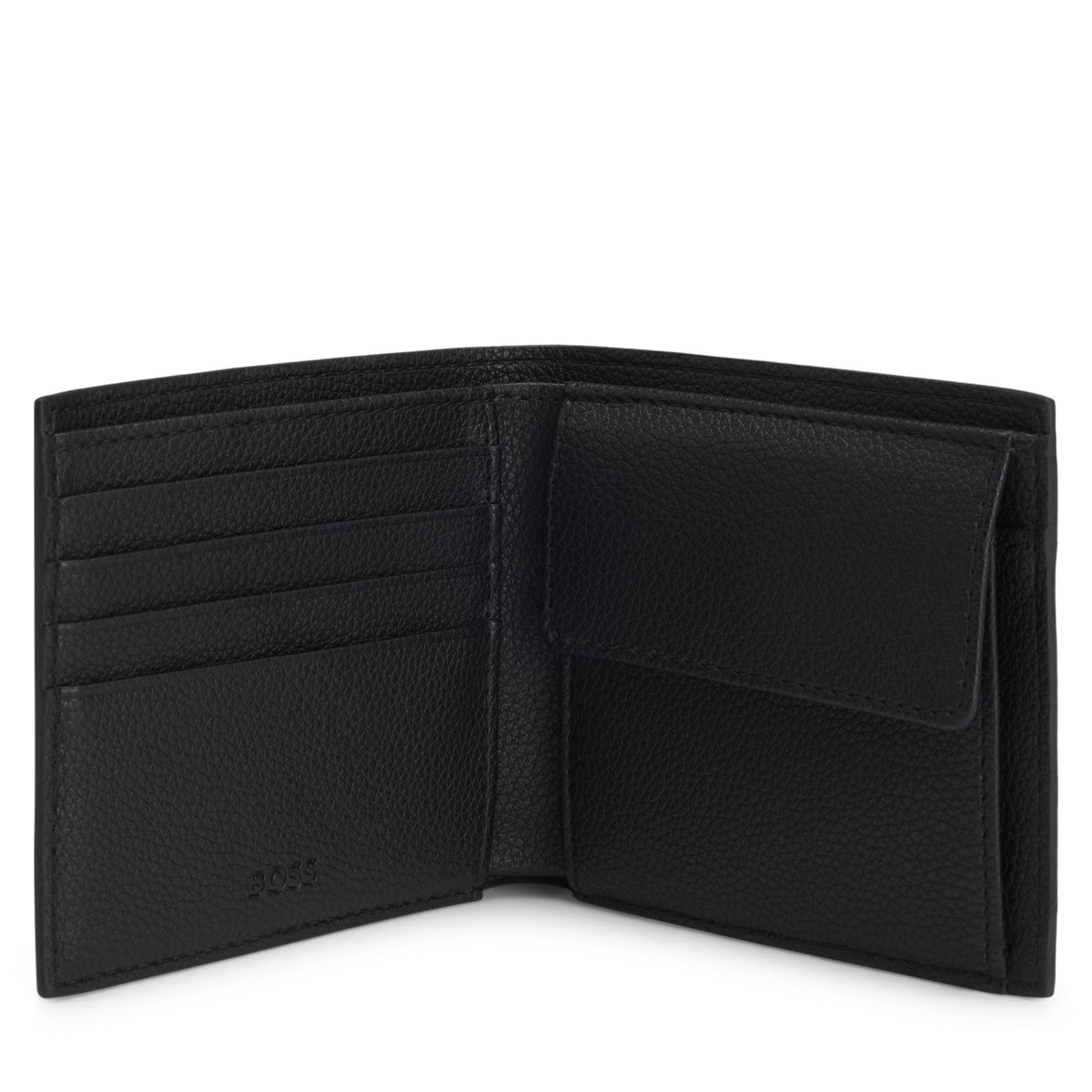 Boss Grained faux-leather wallet with logo trim - Black