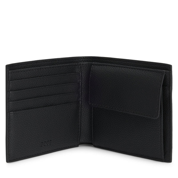 Boss Grained faux-leather wallet with logo trim - Black