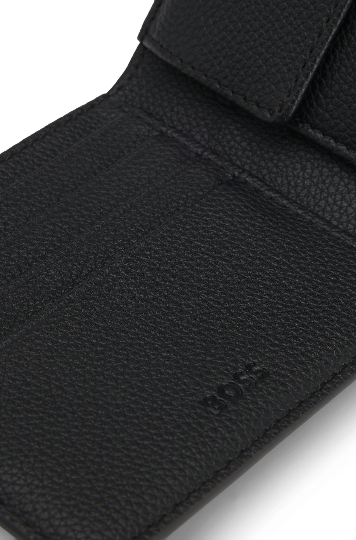Boss Grained faux-leather wallet with logo trim - Black