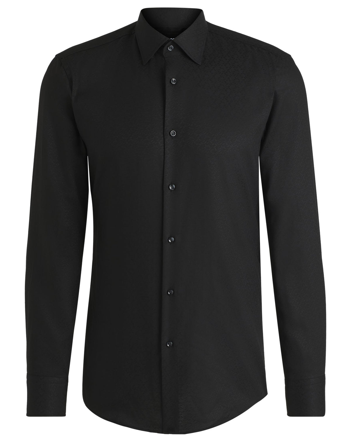 Boss Slim-fit shirt with leaf jacquard - Black