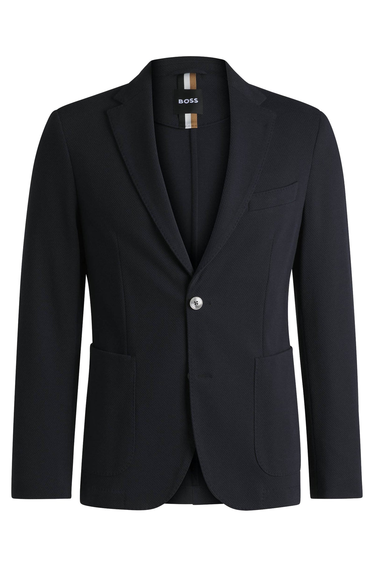 Boss  Slim-fit blazer in micro-patterned cotton - Blue