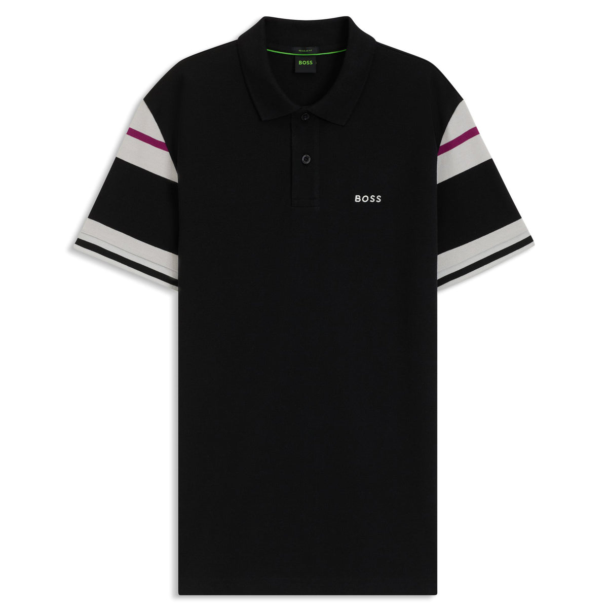 Boss Slim-fit polo shirt in cotton with block stripes - Black