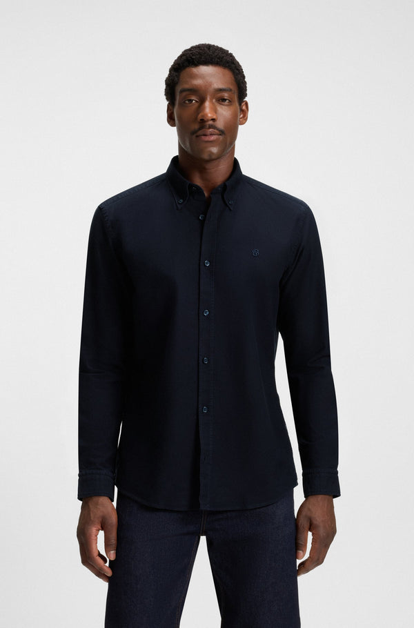 Boss Slim-fit shirt in Oxford cotton - Navy