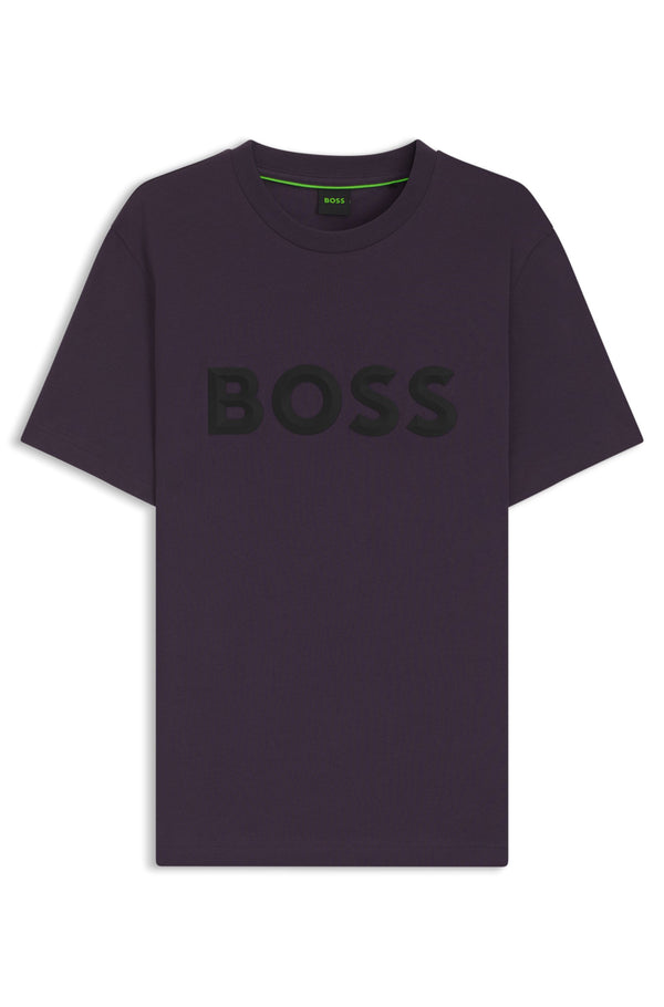 Boss Cotton-jersey T-shirt with 3D logo - Purple