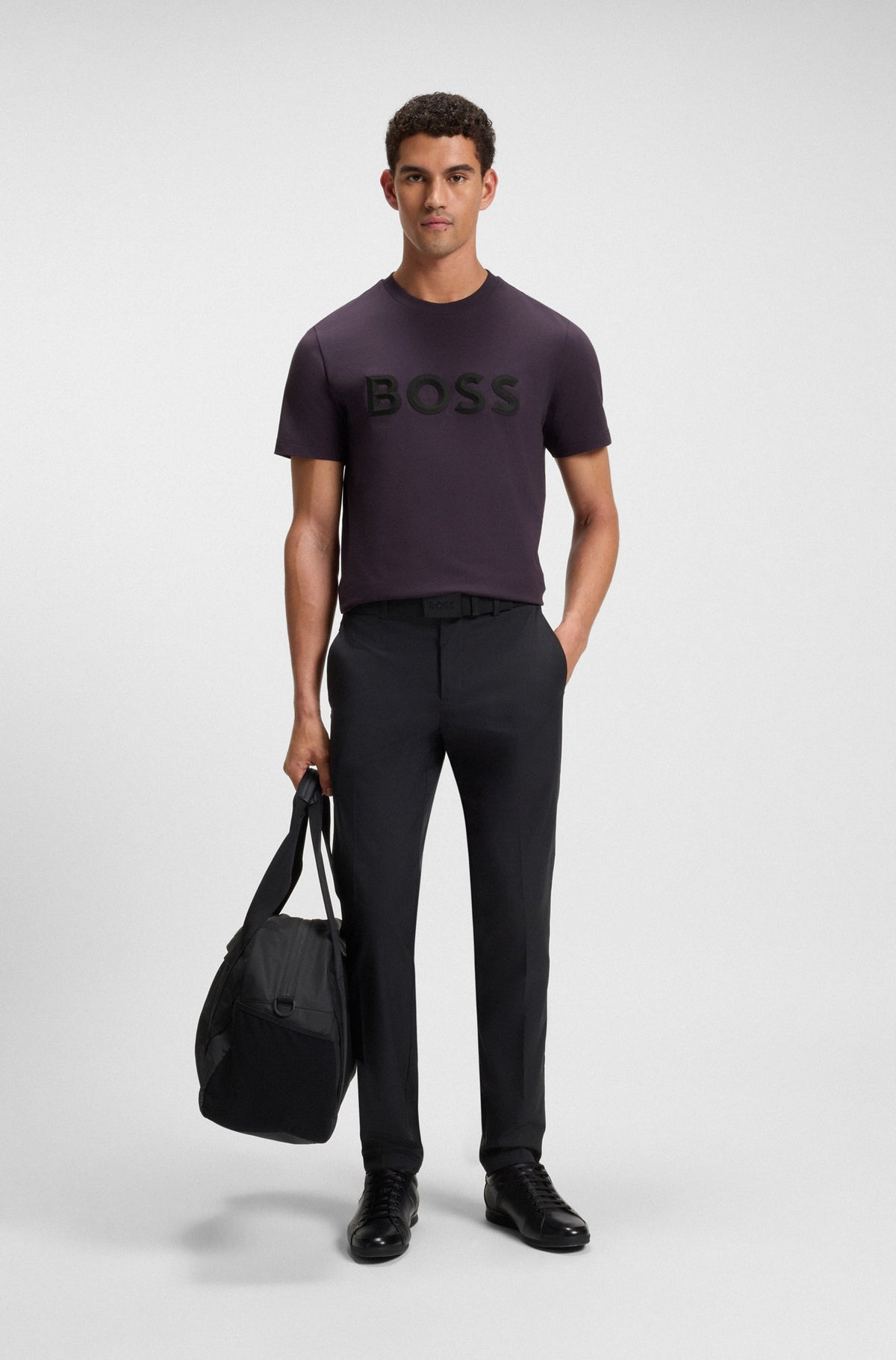 Boss Cotton-jersey T-shirt with 3D logo - Purple