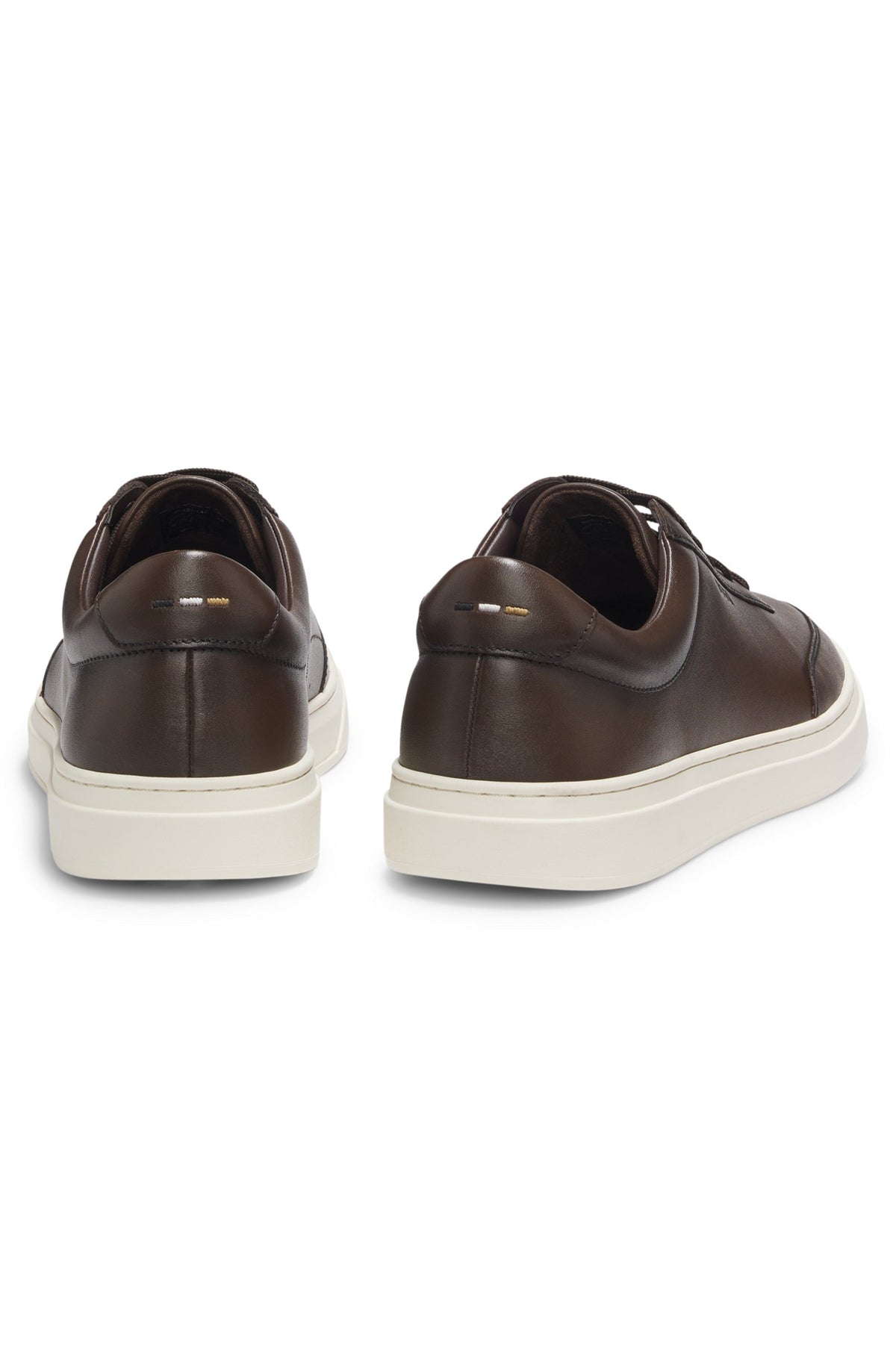 Boss Leather trainers with contrast rubber outsole - Brown