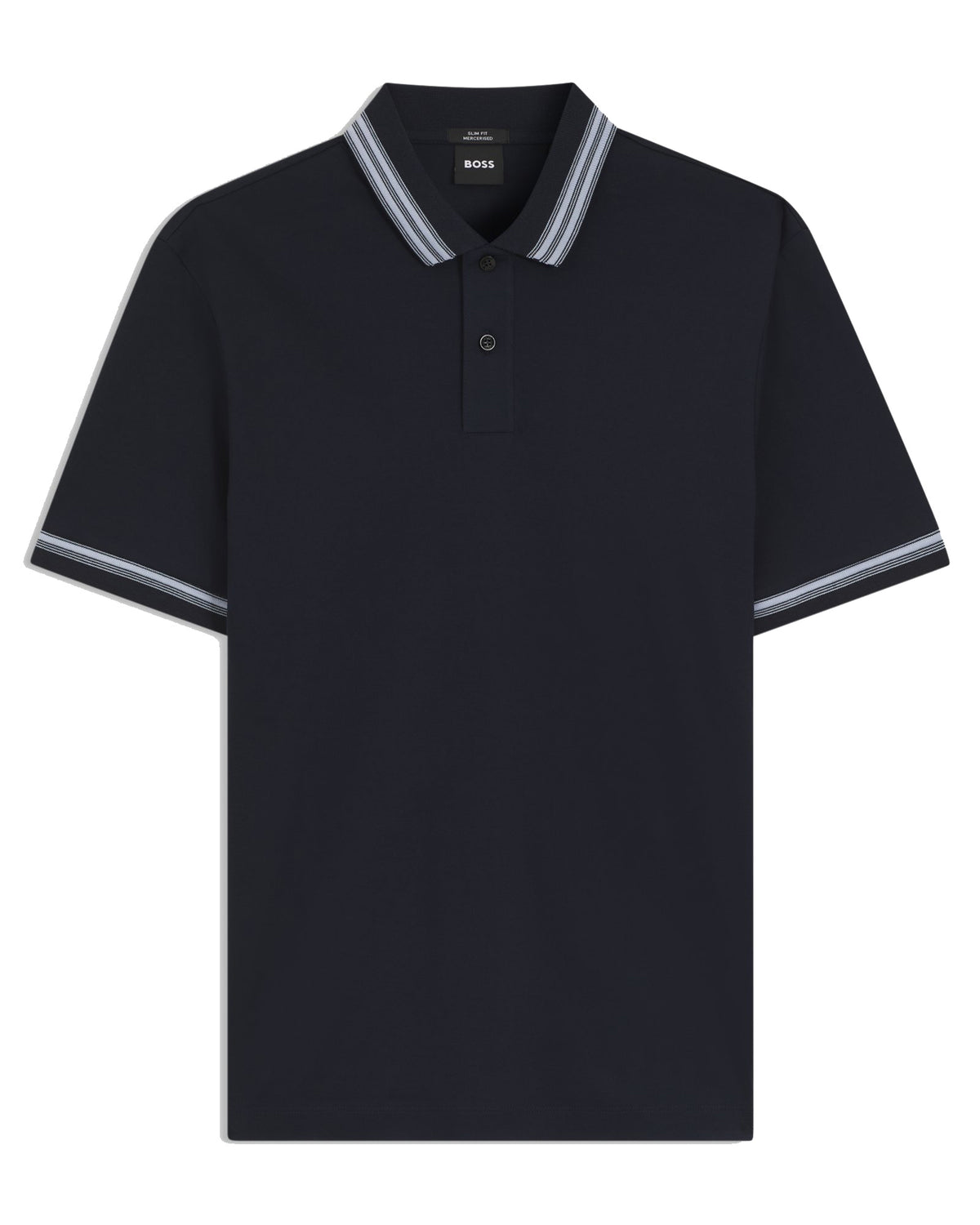 Boss  Contrast-tipping slim-fit polo shirt in mercerised cotton - Blue