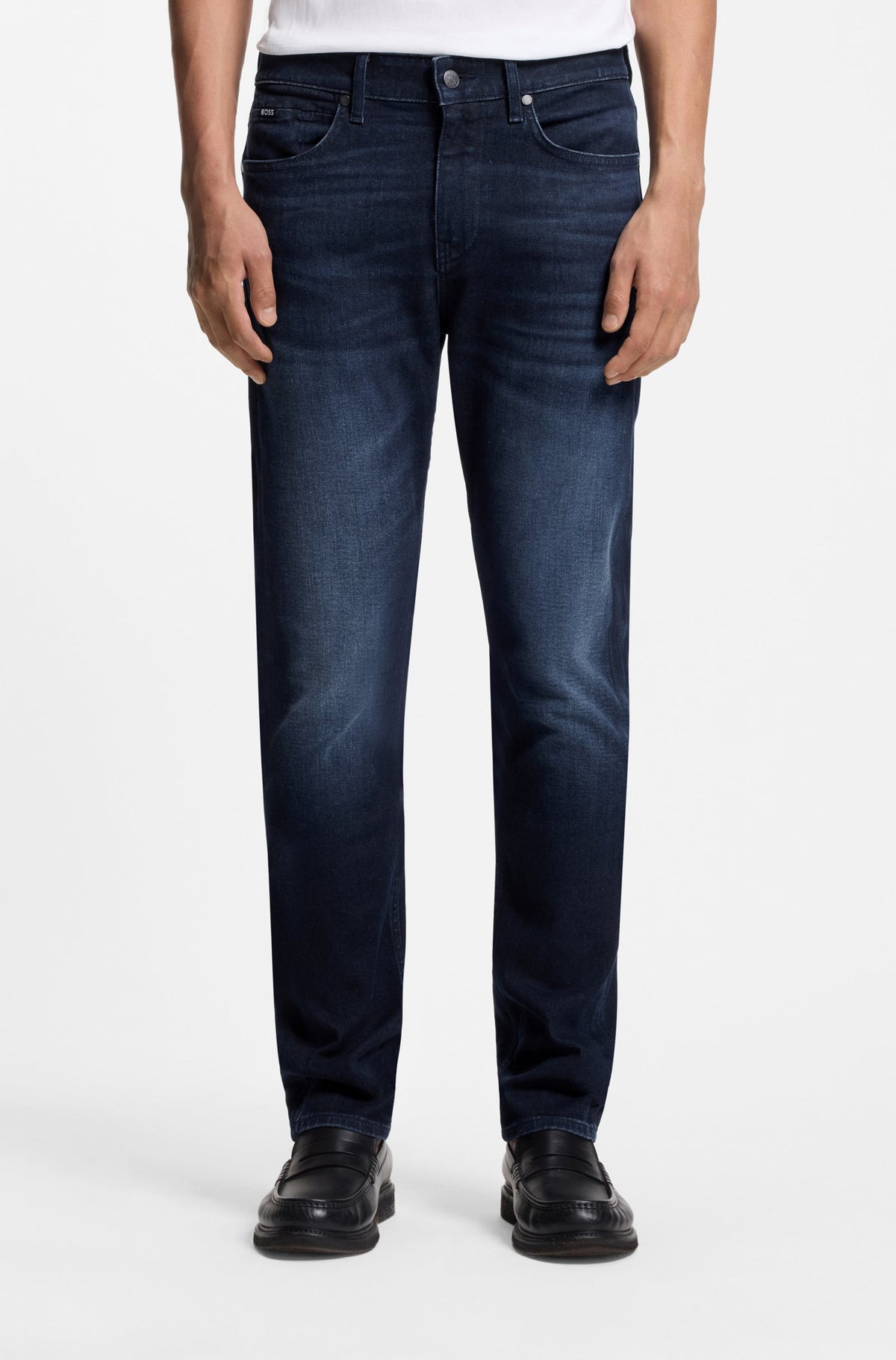 Boss  Delaware slim-fit jeans in dark-blue stretch denim - Blue